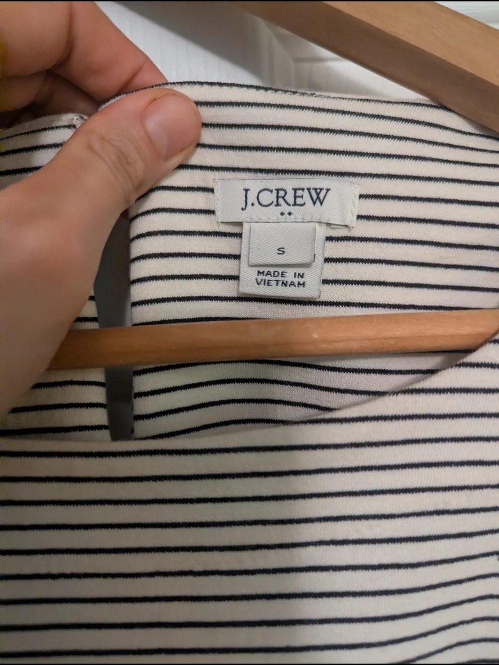 J. Crew White and Black Striped Bell-Sleeve Shift Dress